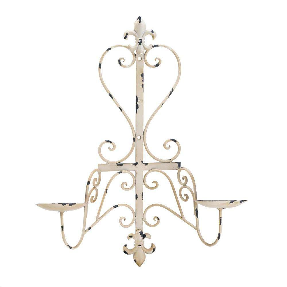 Antiqued Fleur De Lis Candle Sconce candle holder CWI+ 