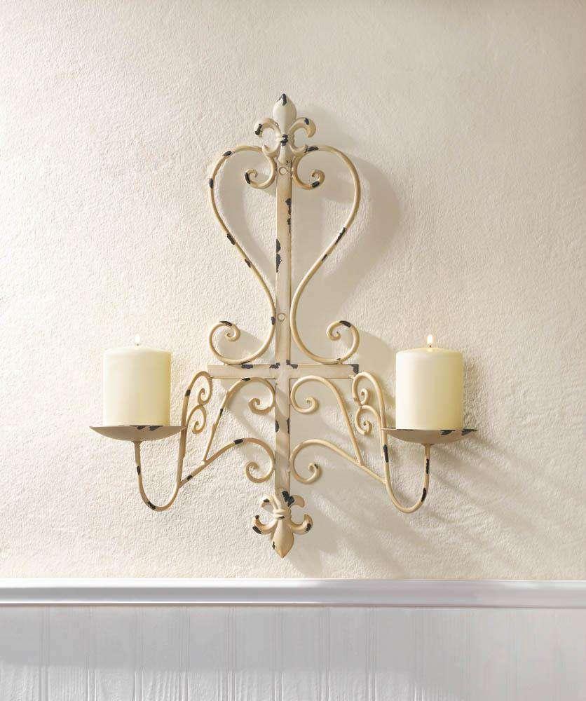 Antiqued Fleur De Lis Candle Sconce candle holder CWI+ 