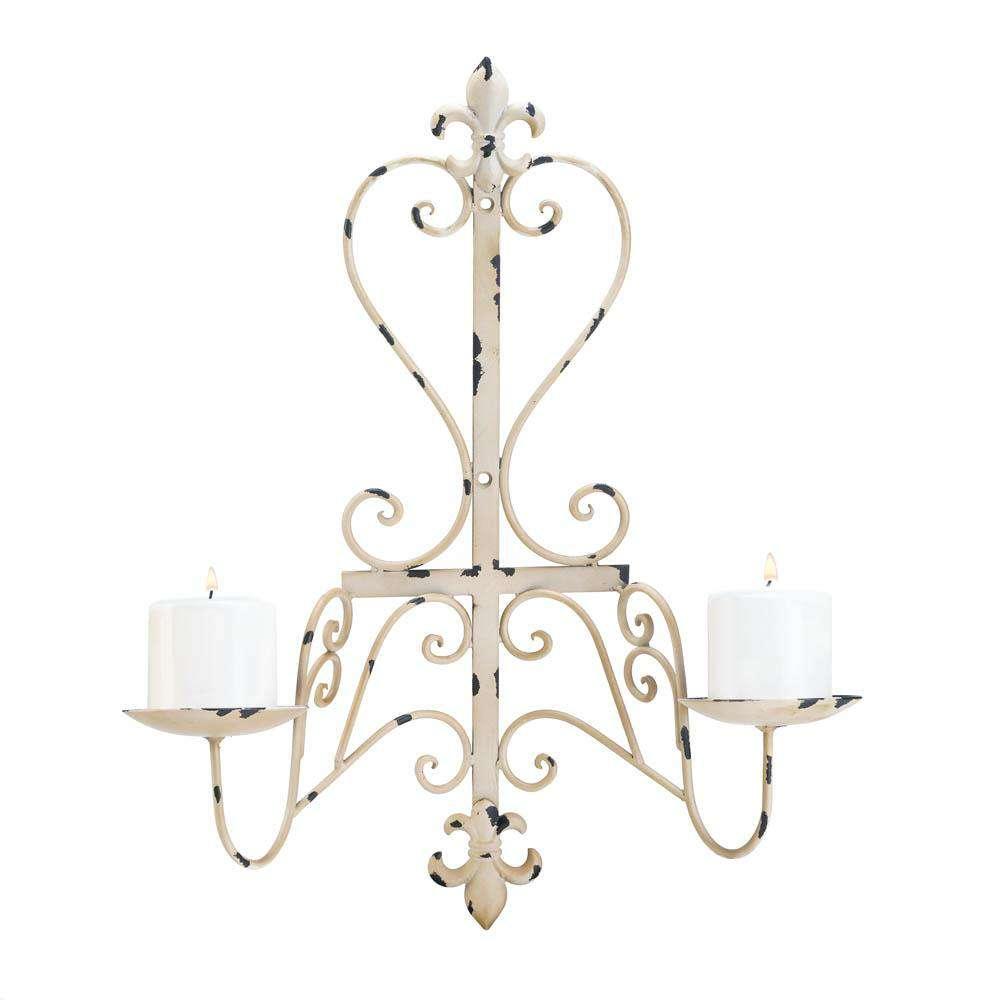 Antiqued Fleur De Lis Candle Sconce candle holder CWI+ 