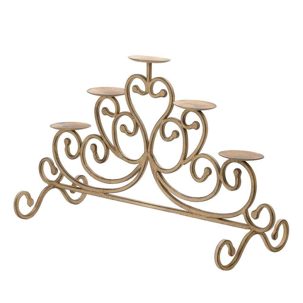 Antiqued Iron Candleabra - 5 Candle Stand - The Fox Decor