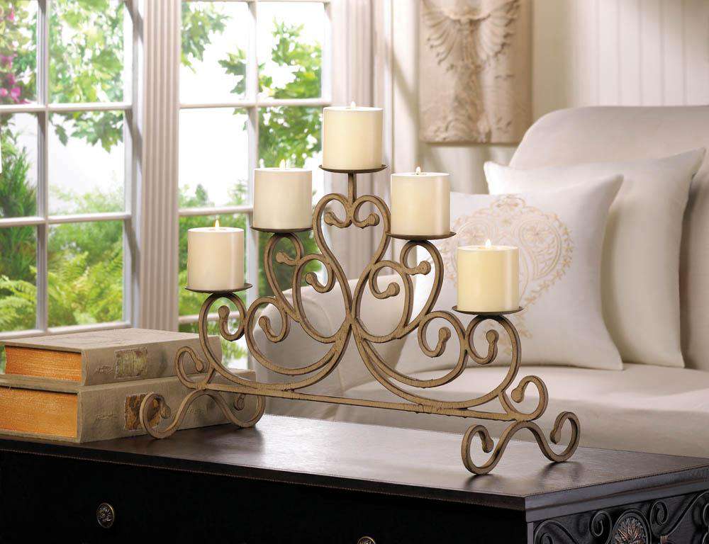 Antiqued Iron Candleabra - 5 Candle Stand Accent Plus 