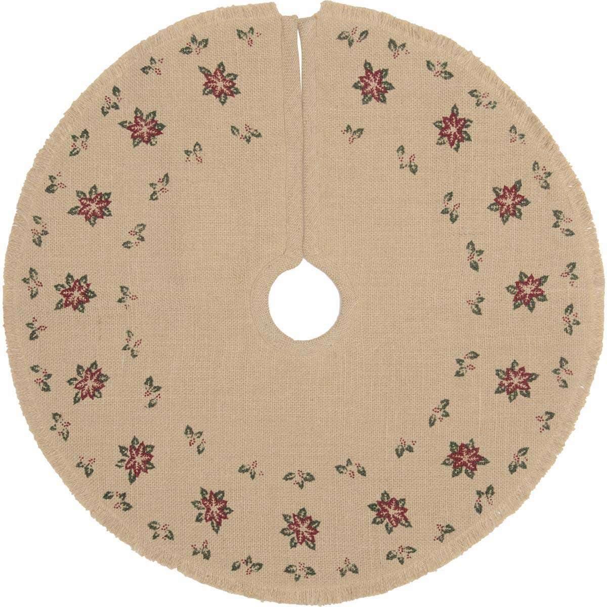 Jute Burlap Poinsettia Mini Christmas Tree Skirt 21 VHC Brands - The Fox Decor