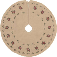 Jute Burlap Poinsettia Mini Christmas Tree Skirt 21 VHC Brands - The Fox Decor
