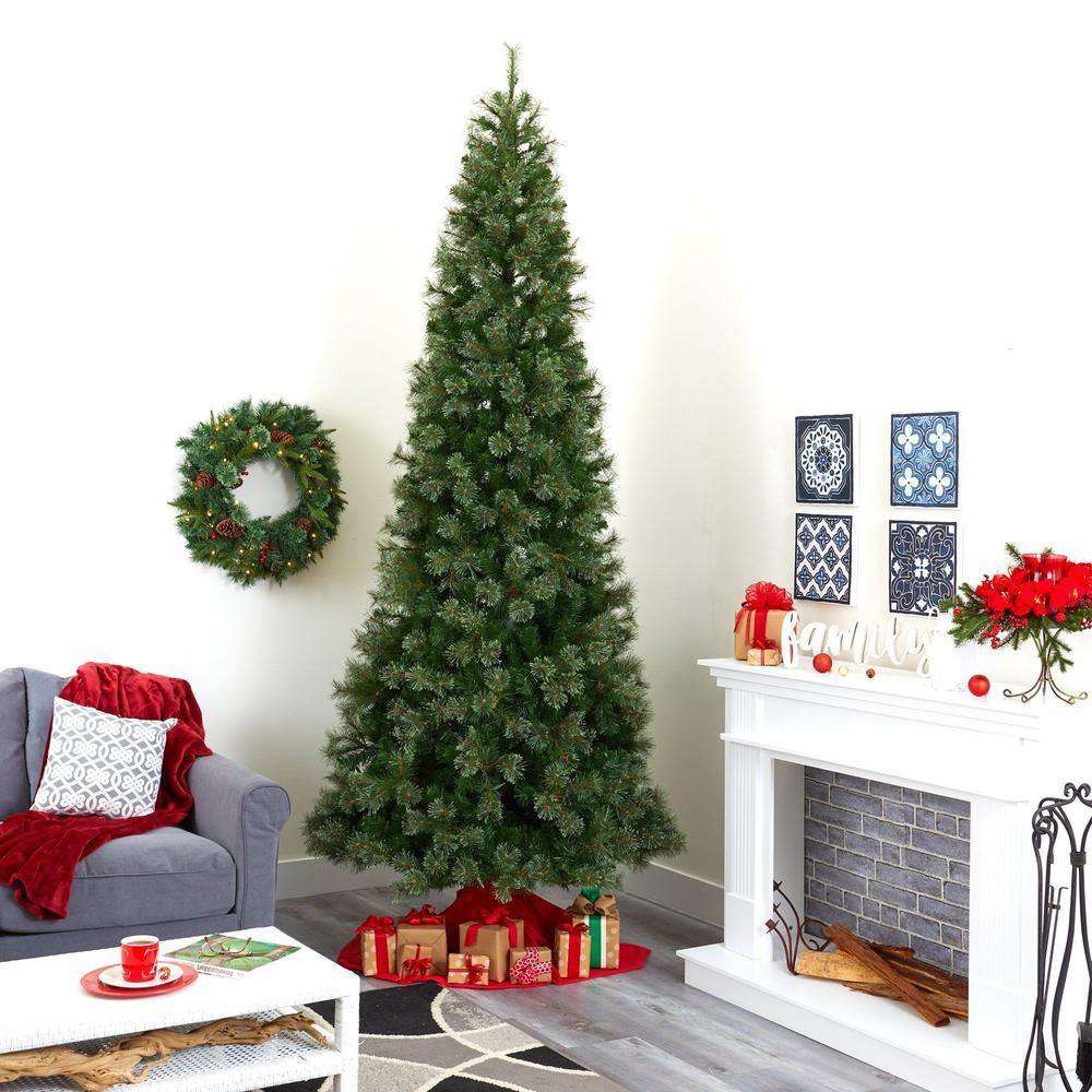 10' Cashmere Slim Artificial Christmas Tree with 750 Warm White Lights and 1908 Bendable Branches - The Fox Decor