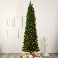 Thumbnail for 10’ Slim Green Mountain Pine Artificial Christmas Tree with 800 Clear LED Lights - The Fox Decor