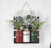 Thumbnail for 17” Holiday Assorted Christmas Pine Hanging Three Piece Mason Jar Artificial Arrangement Wall Art Décor