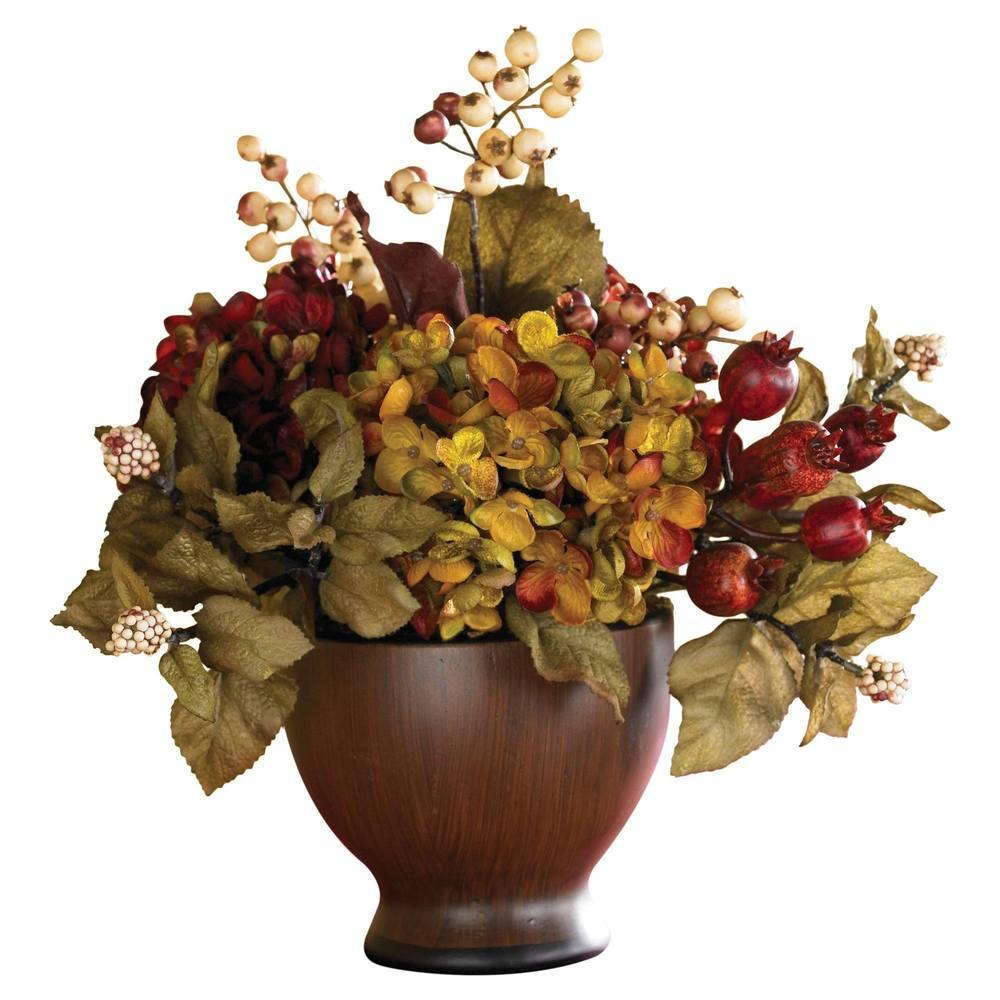 Autumn Hydrangea W/Round Vase - The Fox Decor