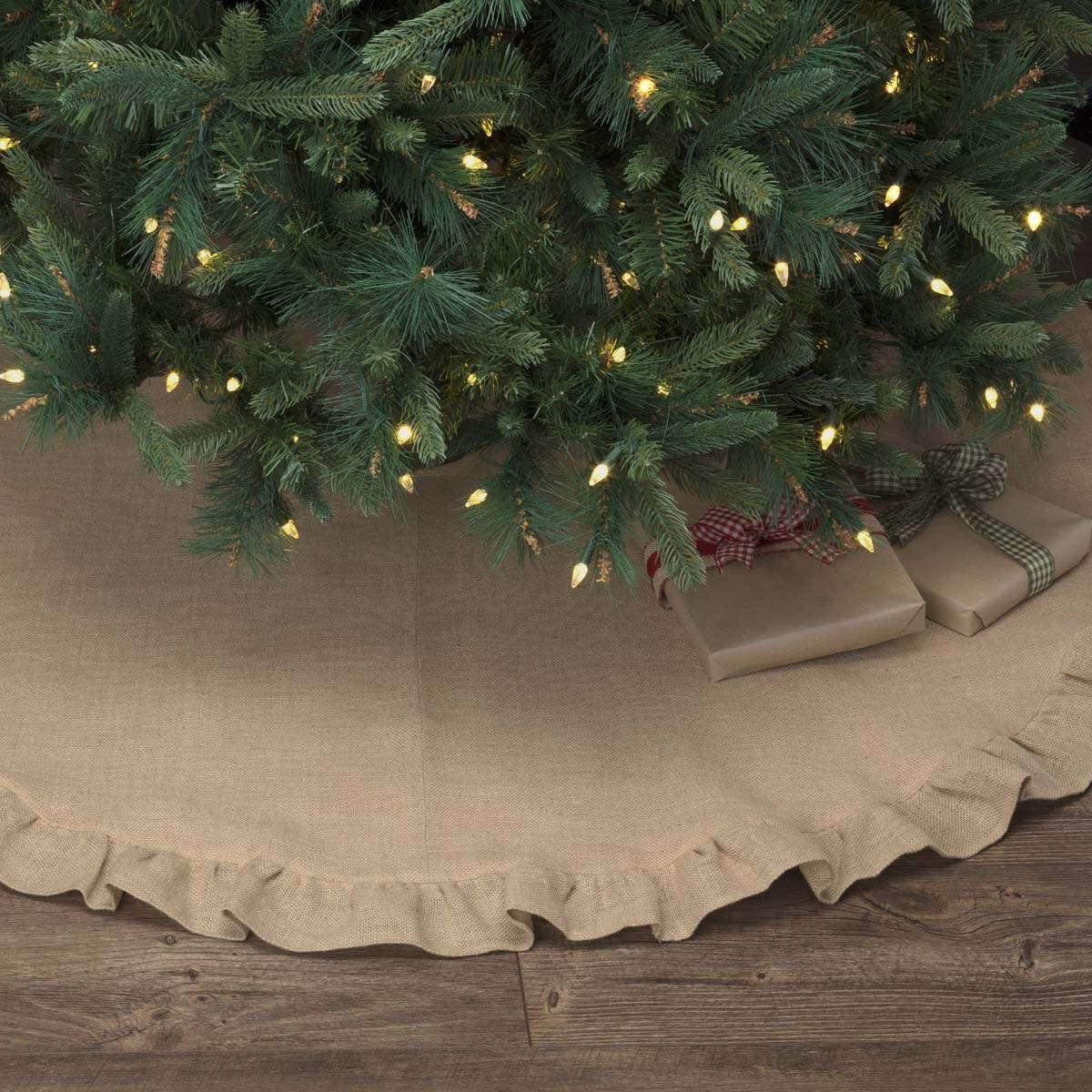 Jute Burlap Natural Christmas Tree Skirt 55 VHC Brands - The Fox Decor