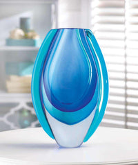Thumbnail for Azure Blue Art Glass Vase - The Fox Decor