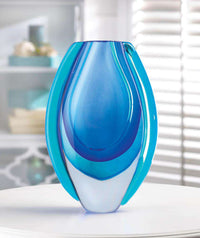 Thumbnail for Azure Blue Art Glass Vase Accent Plus 