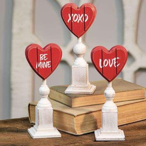 Be Mine Heart Pedestal, 3 Asst., Sold Individually - The Fox Decor