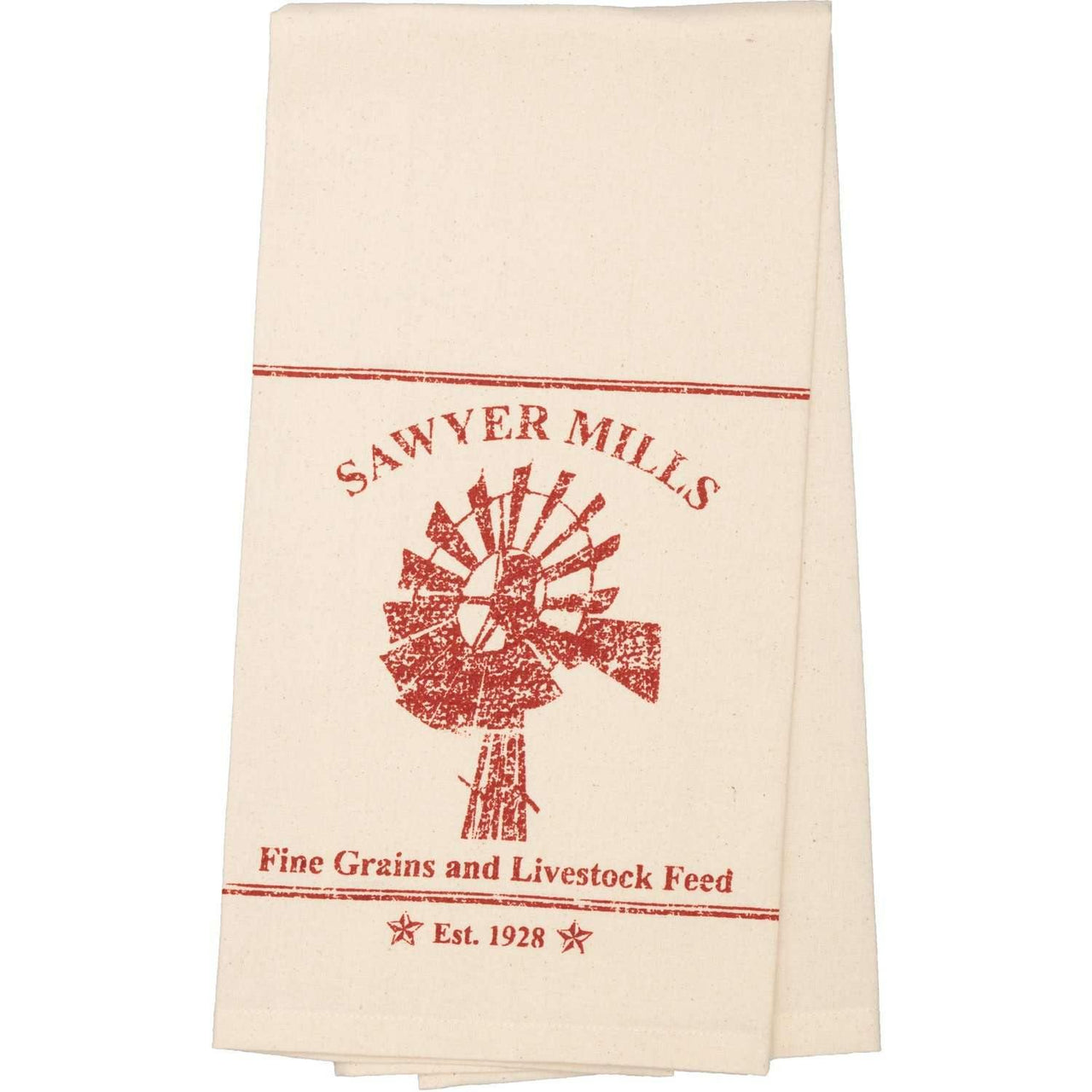 Sawyer Mill Red Windmill Muslin Unbleached Natural Tea Towel 19x28 VHC Brands - The Fox Decor