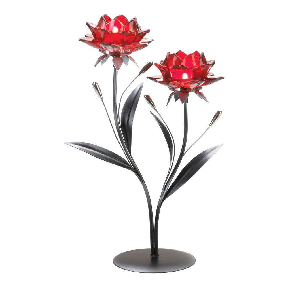 Beautiful Red Flowers Candle Holder Gallery of Light 