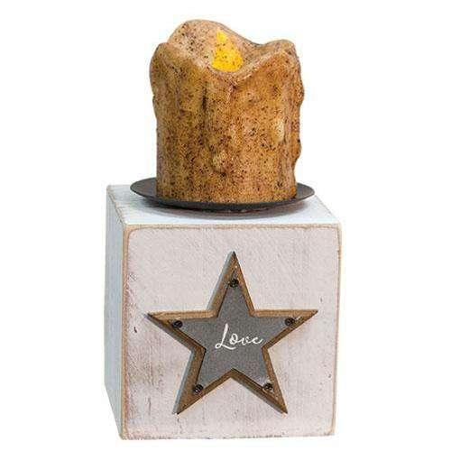 Believe, Family, Love Candle Block, 3 Asst. - The Fox Decor