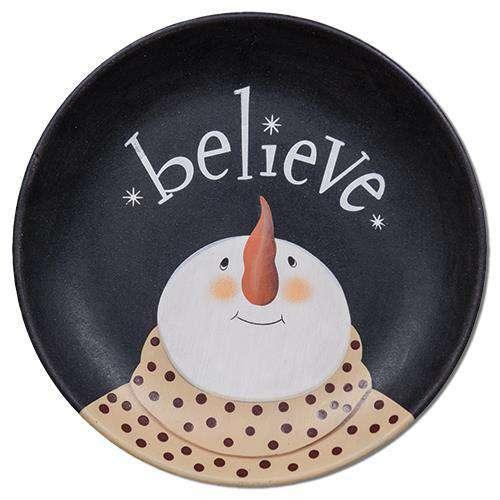 Believe Snowman Plate - The Fox Decor