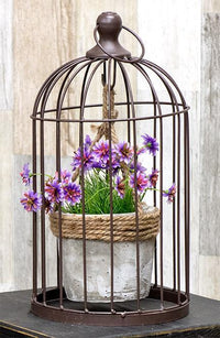 Thumbnail for Wire Birdcage with Jute and Cement Plant Holder, Medium - The Fox Decor