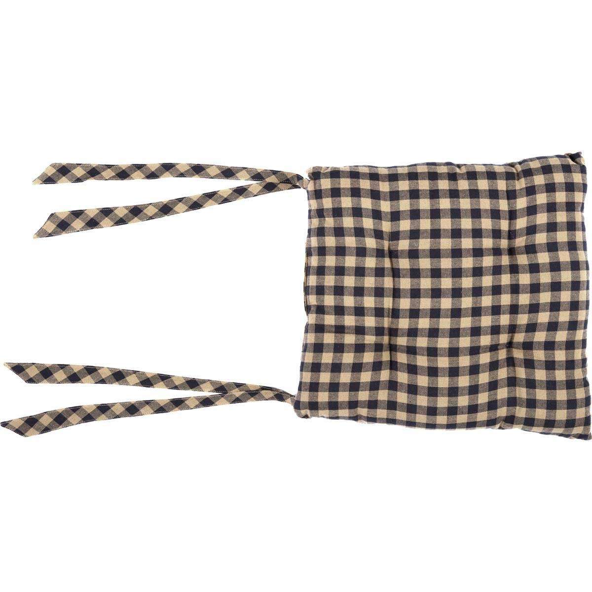 Black Check Country Chair Pad Chair Pad VHC Brands 