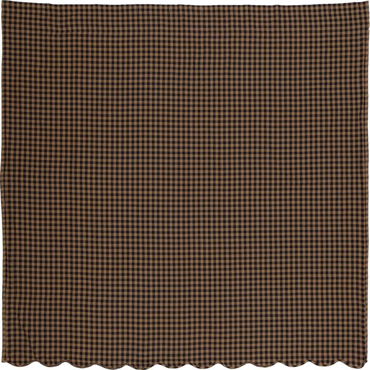 Black Check Scalloped Shower Curtain 72