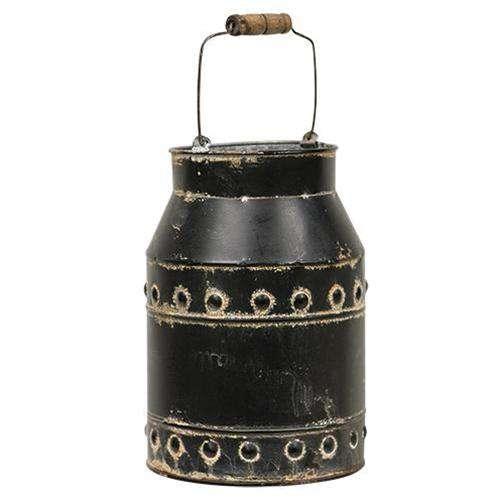 Black Distressed Milk Can With Handle - The Fox Decor