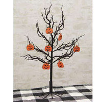 Black Glitter Halloween Tree w/Web Base, 18