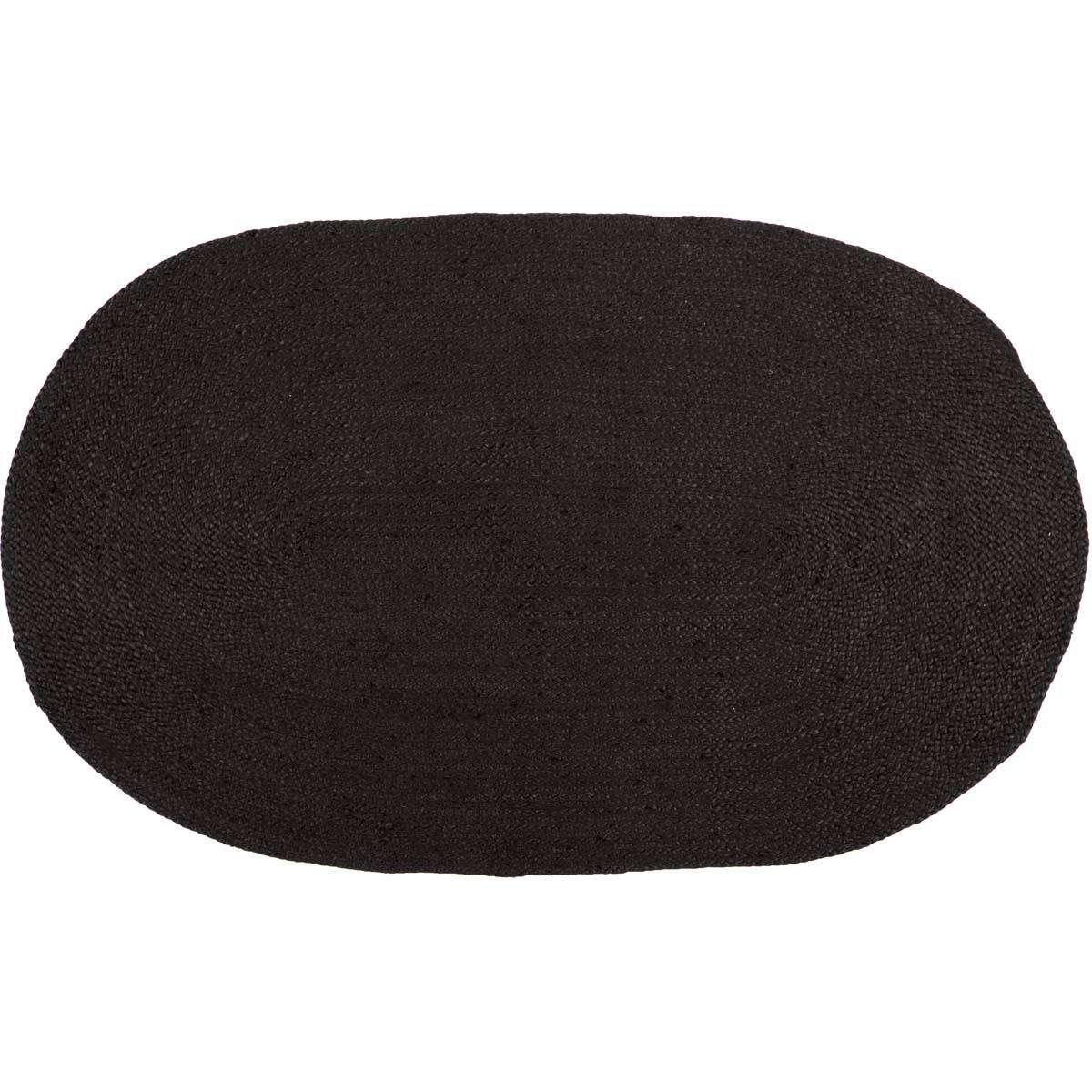 Black Jute Braided Rug Oval VHC Brands - The Fox Decor
