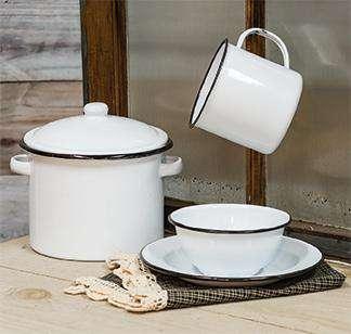 Black Rim Enamel Stock Pot - The Fox Decor
