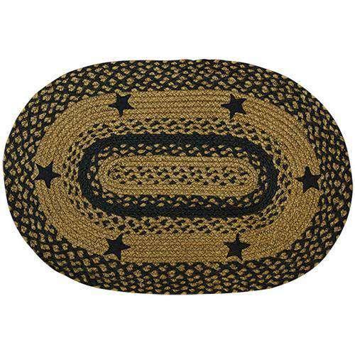 Black Star Oval Braided Rug - The Fox Decor