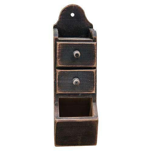 Black Two-Drawer Box w/ Bin Wood CWI+ 