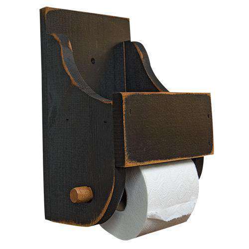 Black Wood Toilet Paper Holder Aged Wood Collection CWI+ 