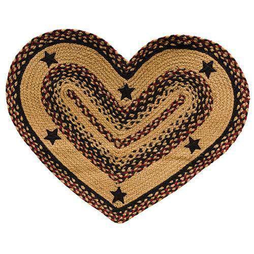 Blackberry Star Braided Rug - Oval, Bone, Heart Shape rugs CWI Gifts 20x30 inch heart 