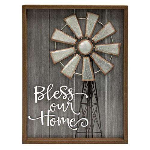Bless Our Home Windmill Wall Sign Farmhouse Decor CWI+ 
