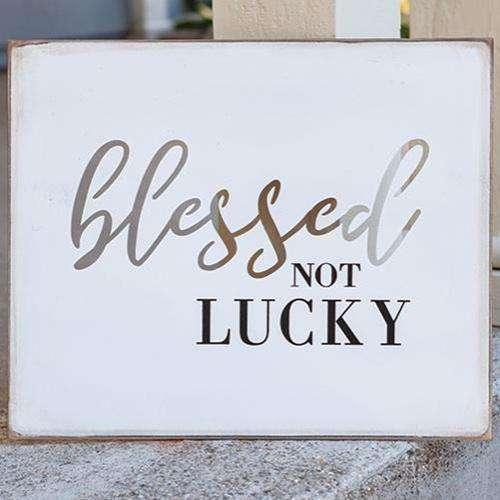 Blessed Not Lucky Cutout Wood Sign - The Fox Decor