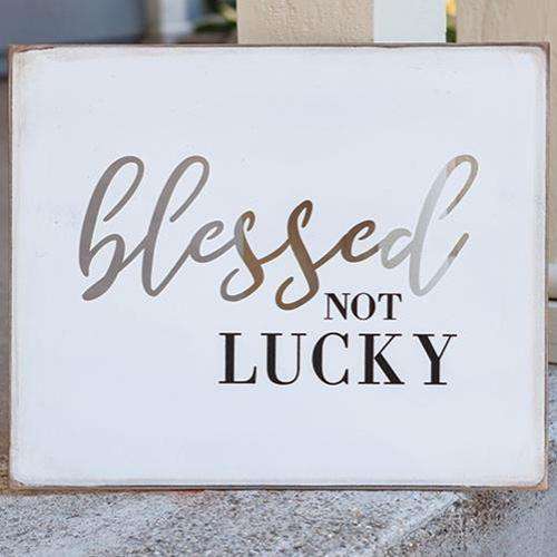 Blessed Not Lucky Cutout Wood Sign Pictures & Signs CWI+ 
