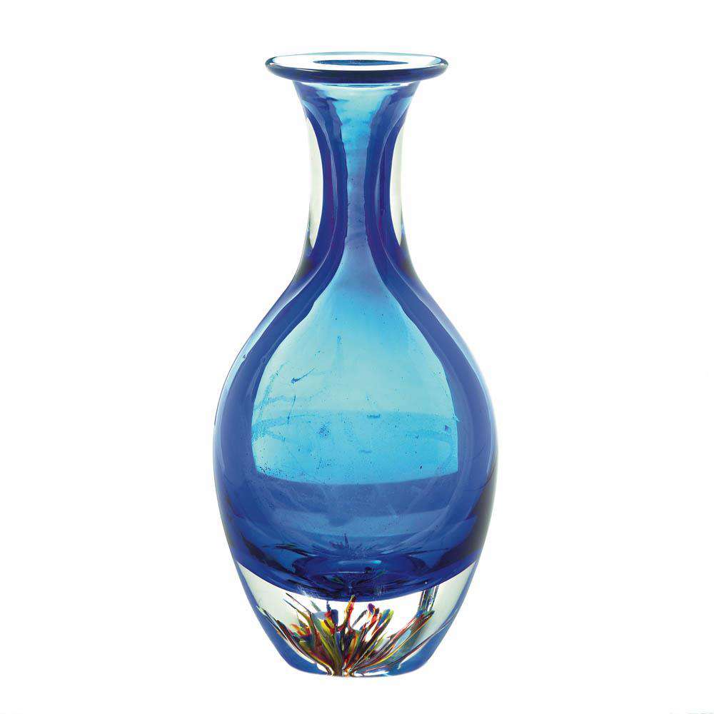 Blue Art Glass Bottleneck Vase Vases CWI+ 