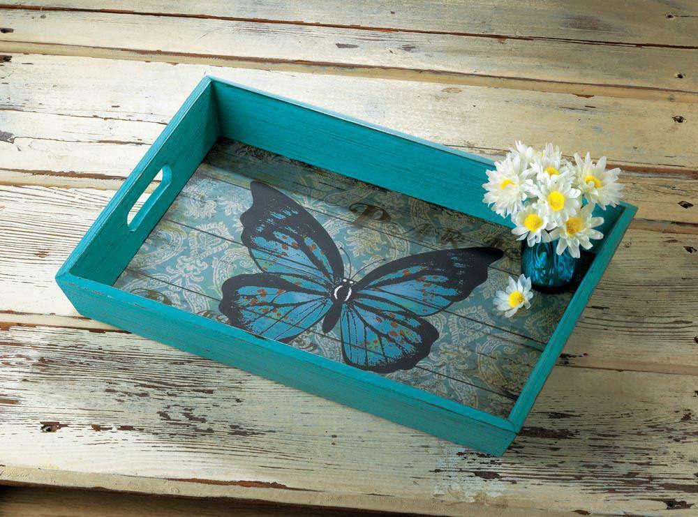 Blue Butterfly Serving Tray - The Fox Decor