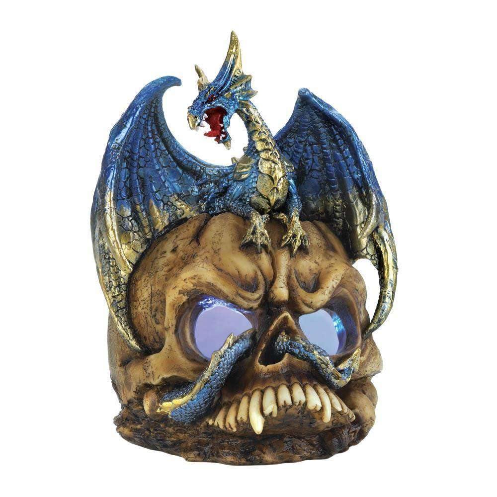 Blue Dragon And Skull Statue - The Fox Decor