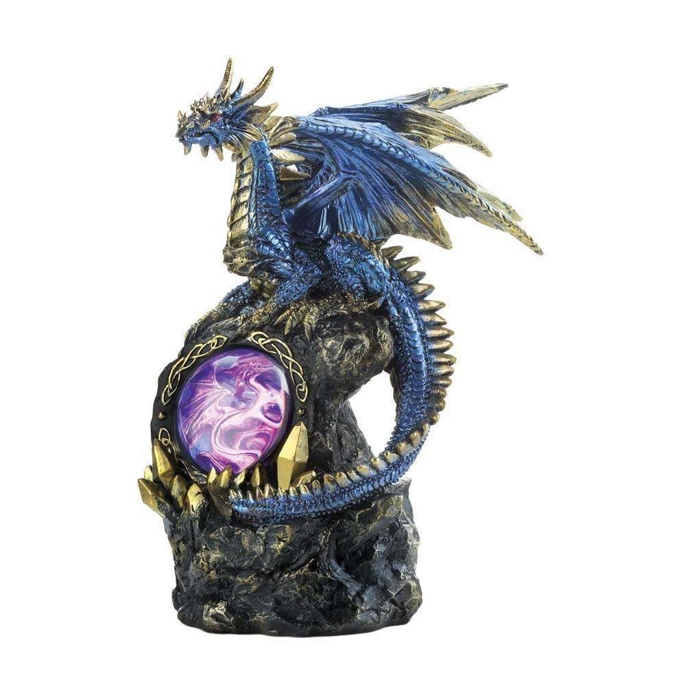 Blue Dragon On Rocks Statue - The Fox Decor