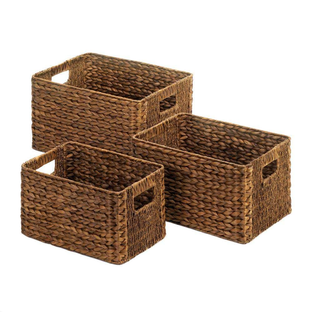 Brown Wicker Baskets set of 3 - The Fox Decor