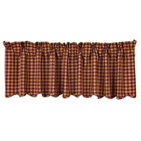 Thumbnail for Burgundy Check Scalloped Valance, 16x72 Curtains CWI+ 