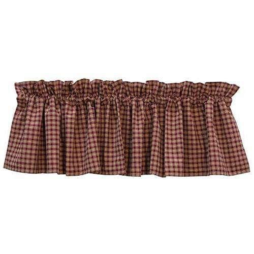 Burgundy Plaid Valance, 14x72 - The Fox Decor