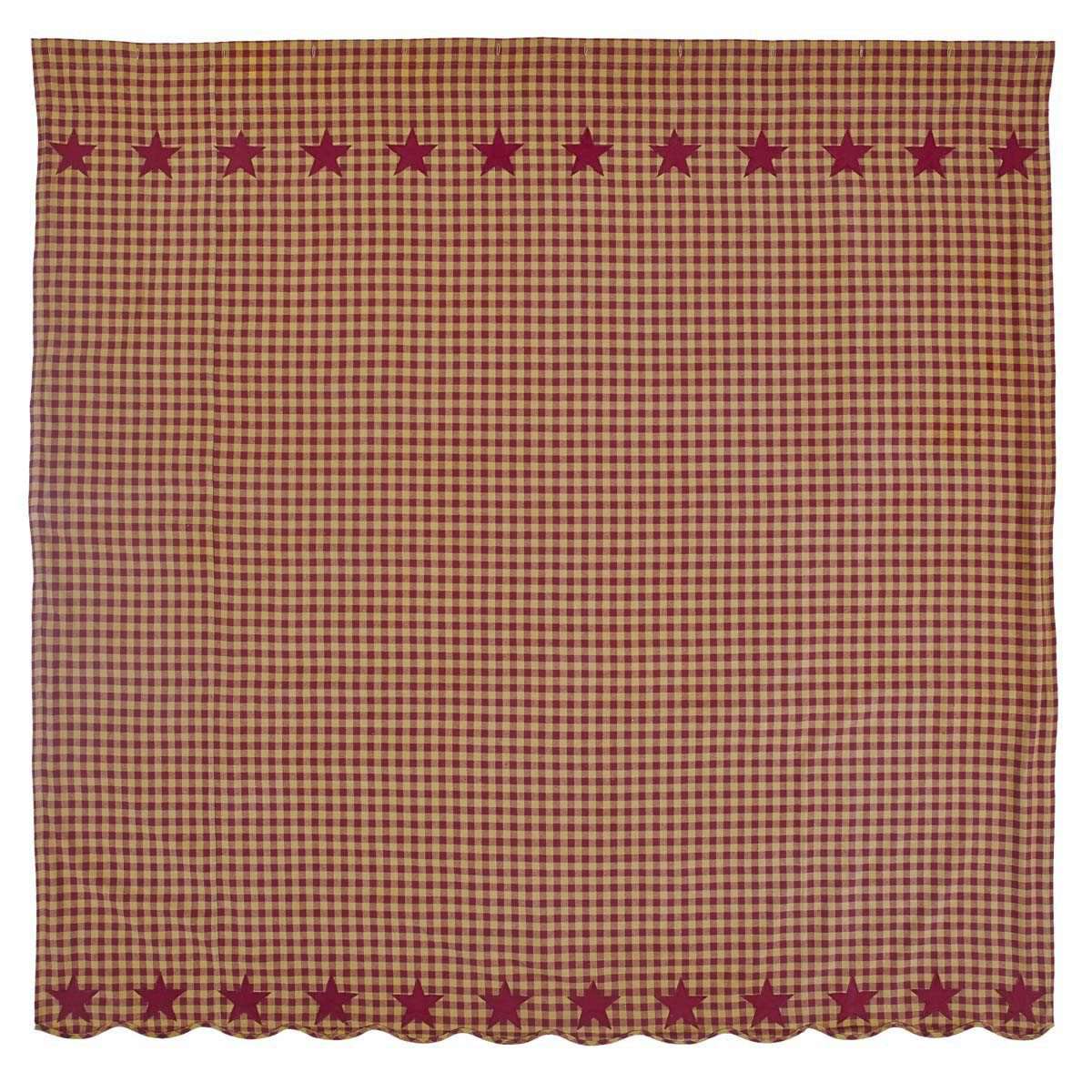 Burgundy Star Scalloped Shower Curtain 72"x72" curtain VHC Brands 