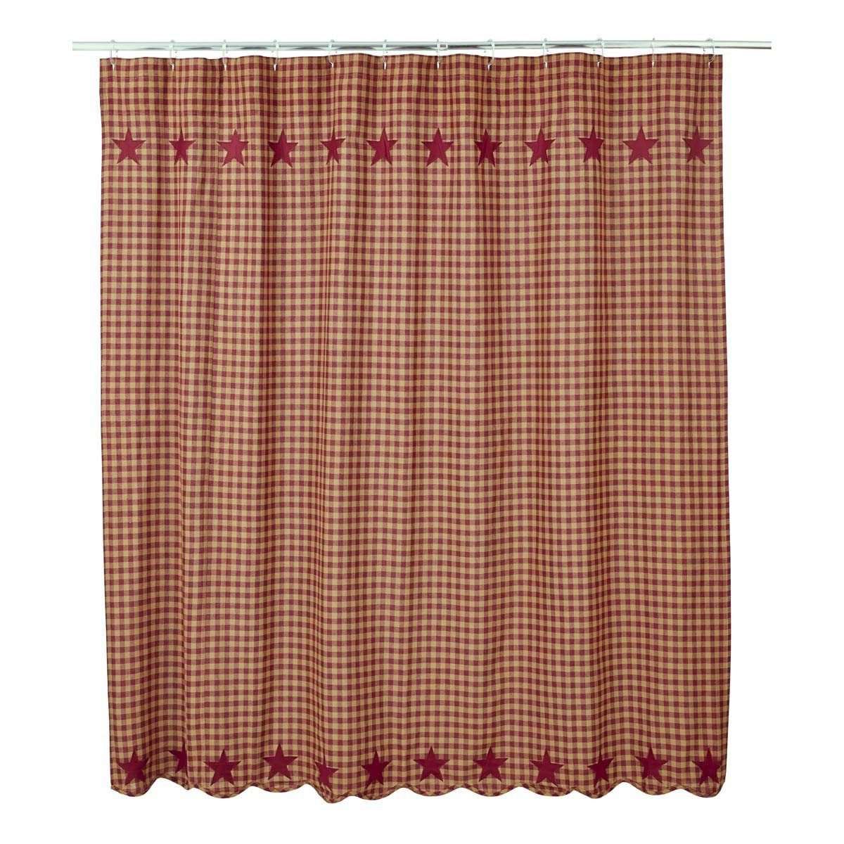Burgundy Star Scalloped Shower Curtain 72"x72" - The Fox Decor