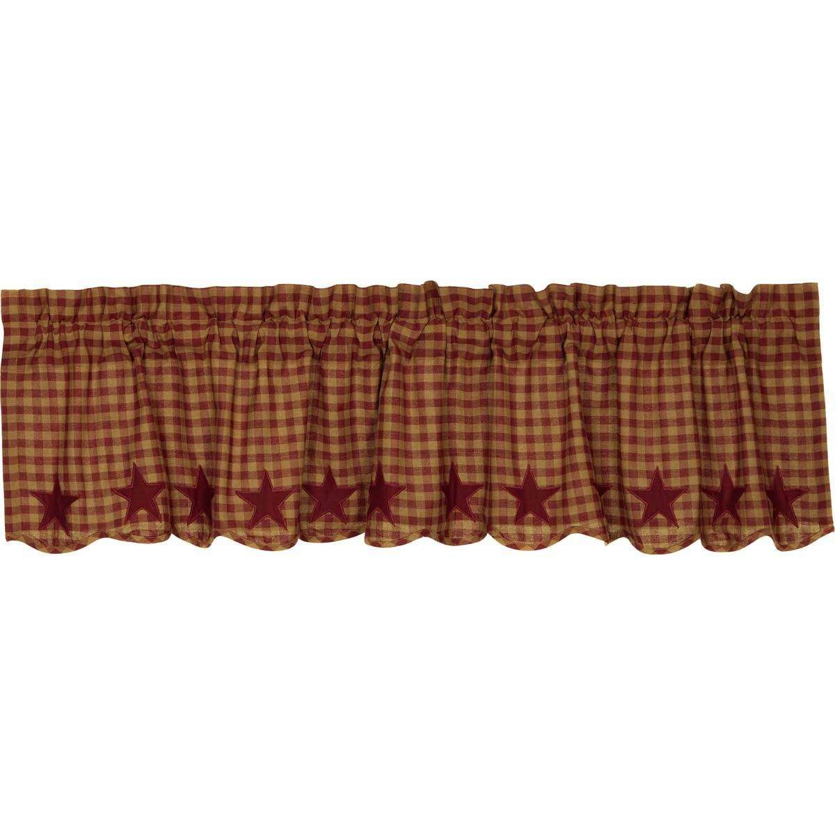 Burgundy Star Scalloped Valance Curtain 16x72 Valance Curtains VHC Brands 