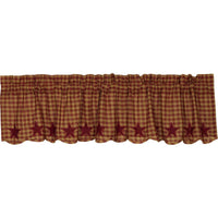 Thumbnail for Burgundy Star Scalloped Valance Curtain 16x72 Valance Curtains VHC Brands 