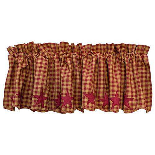 Burgundy Star Scalloped Valance Curtains CWI+ 