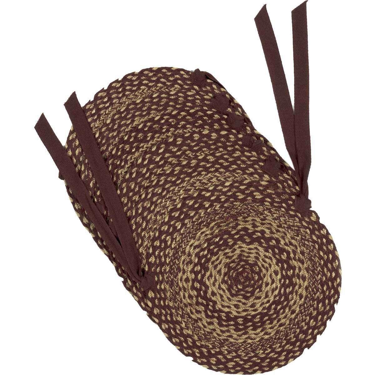 Burgundy Tan Braided Jute Chair Pad Set of 6 - The Fox Decor