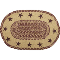 Thumbnail for Burgundy Tan Jute Braided Rug Oval Stencil Stars VHC Brands Rugs VHC Brands 20
