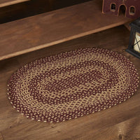 Thumbnail for Burgundy Tan Jute Braided Rugs Oval VHC Brands Rugs VHC Brands 