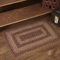 Burgundy Tan Jute Rug Rectangular VHC Brands - The Fox Decor