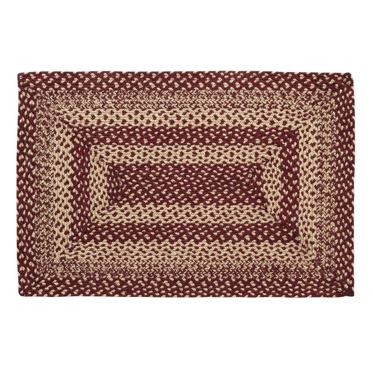 Burgundy Tan Jute Rug Rectangular VHC Brands - The Fox Decor